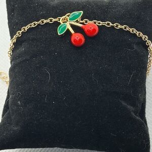 Brand New!! Enameled stem cherry bracelet